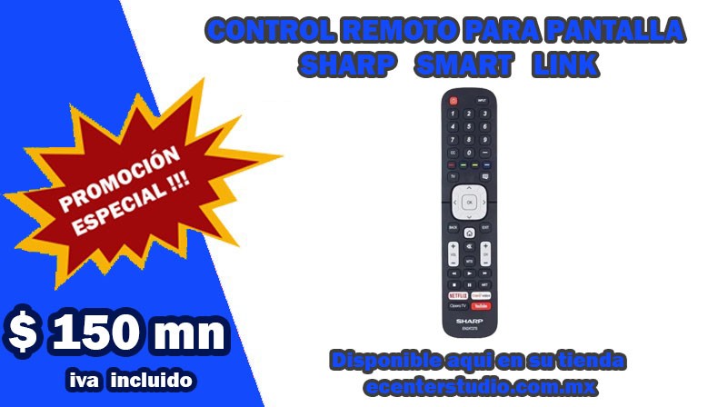 CONTROL REMOTO PARA PANTALLA SHARP SMART LINK